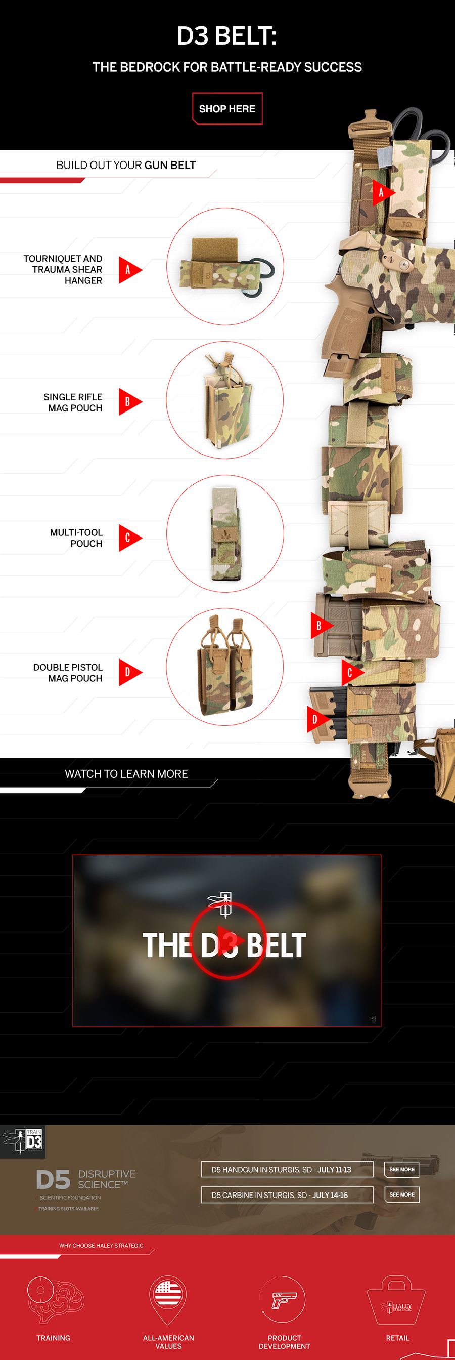Haley Strategic D3 Belt email with annotated belt buildout